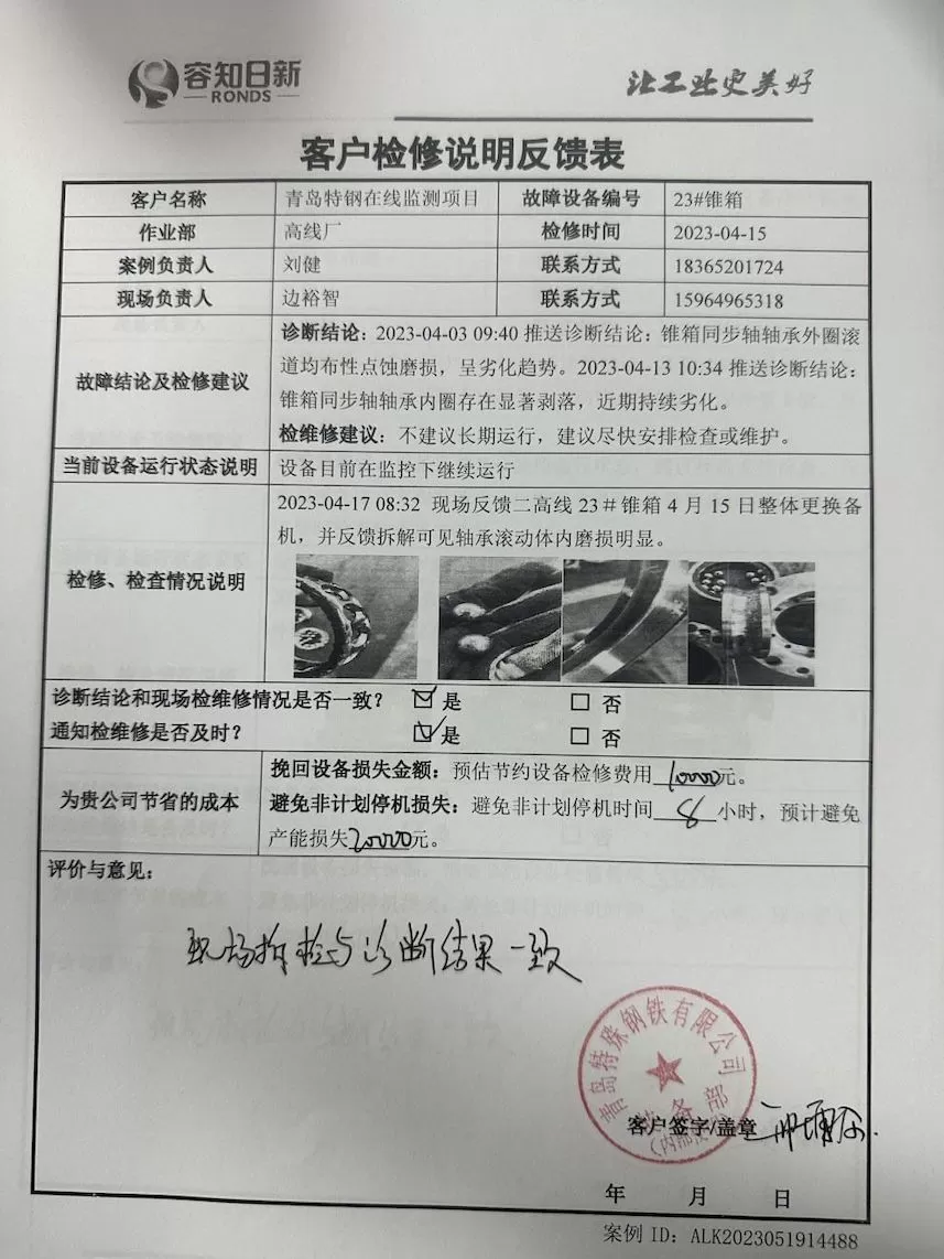 Qingdao Special Steel Co., Ltd. Online Monitoring Project 23# Cone Box