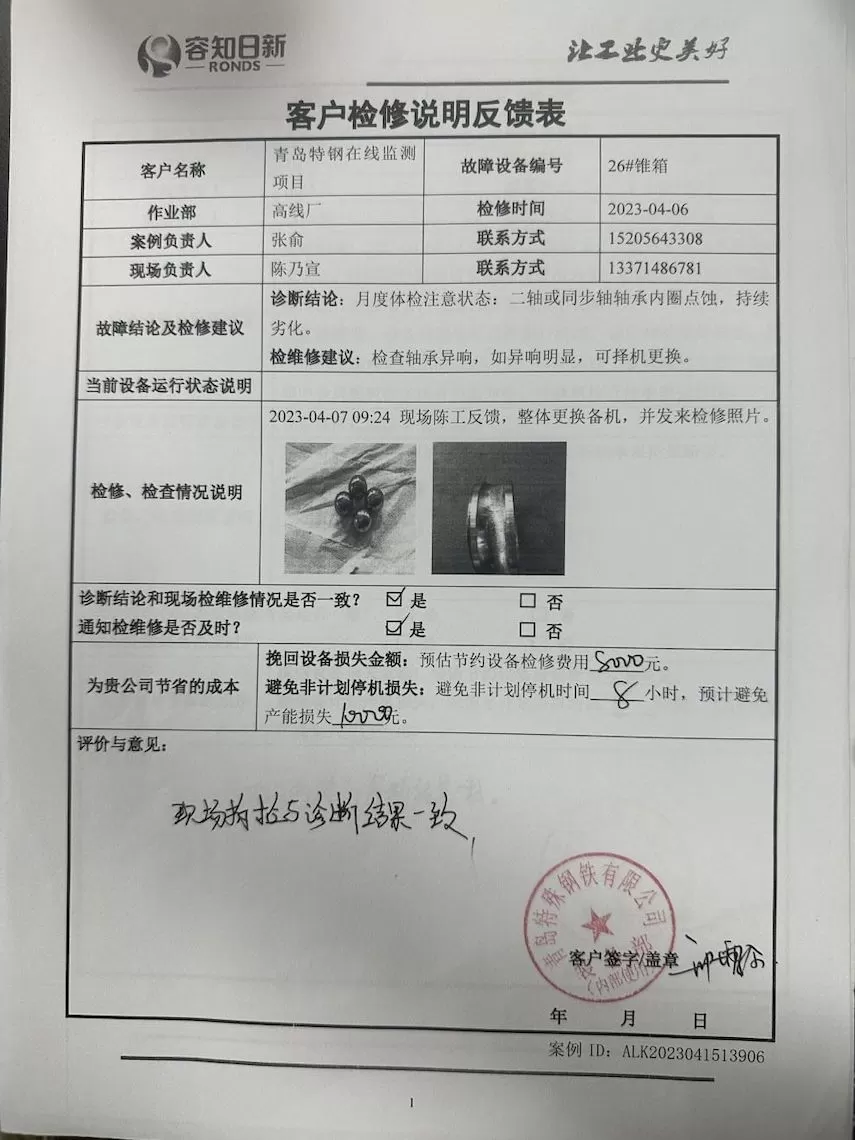 Qingdao Special Steel Co., Ltd. Online Monitoring Project 26# Cone Box