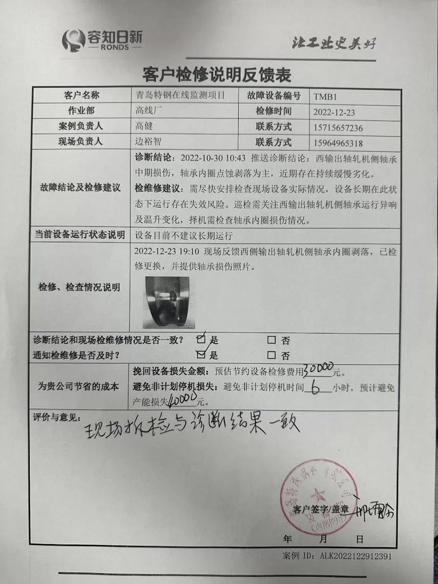 Qingdao Special Steel Co.,Ltd. Online Monitoring Project TMB1